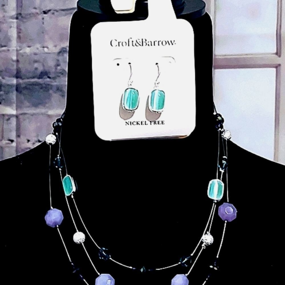 CROFT & BARROW SUMMER PASTELS NECKLACE AND EARRING SET FESTIVAL BOHO